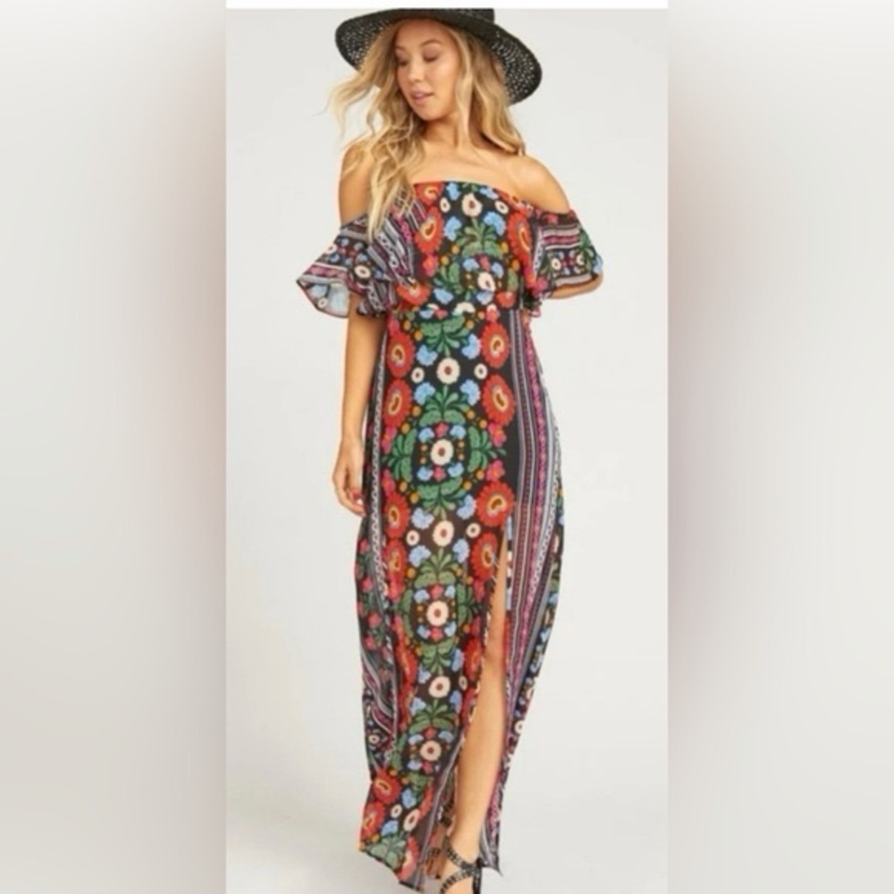 Show Me Your MuMu Mexicali Nica Ruffle Top & Mic Double Slit Maxi Skirt Set
